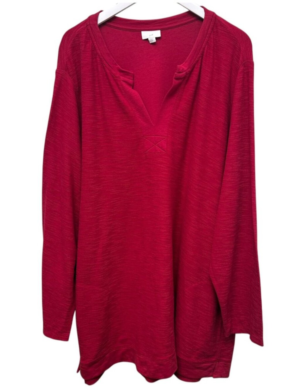 J.JILL Tunic Tee Plus Size 4X Red Textured Long Sleeve Casual Top Pockets